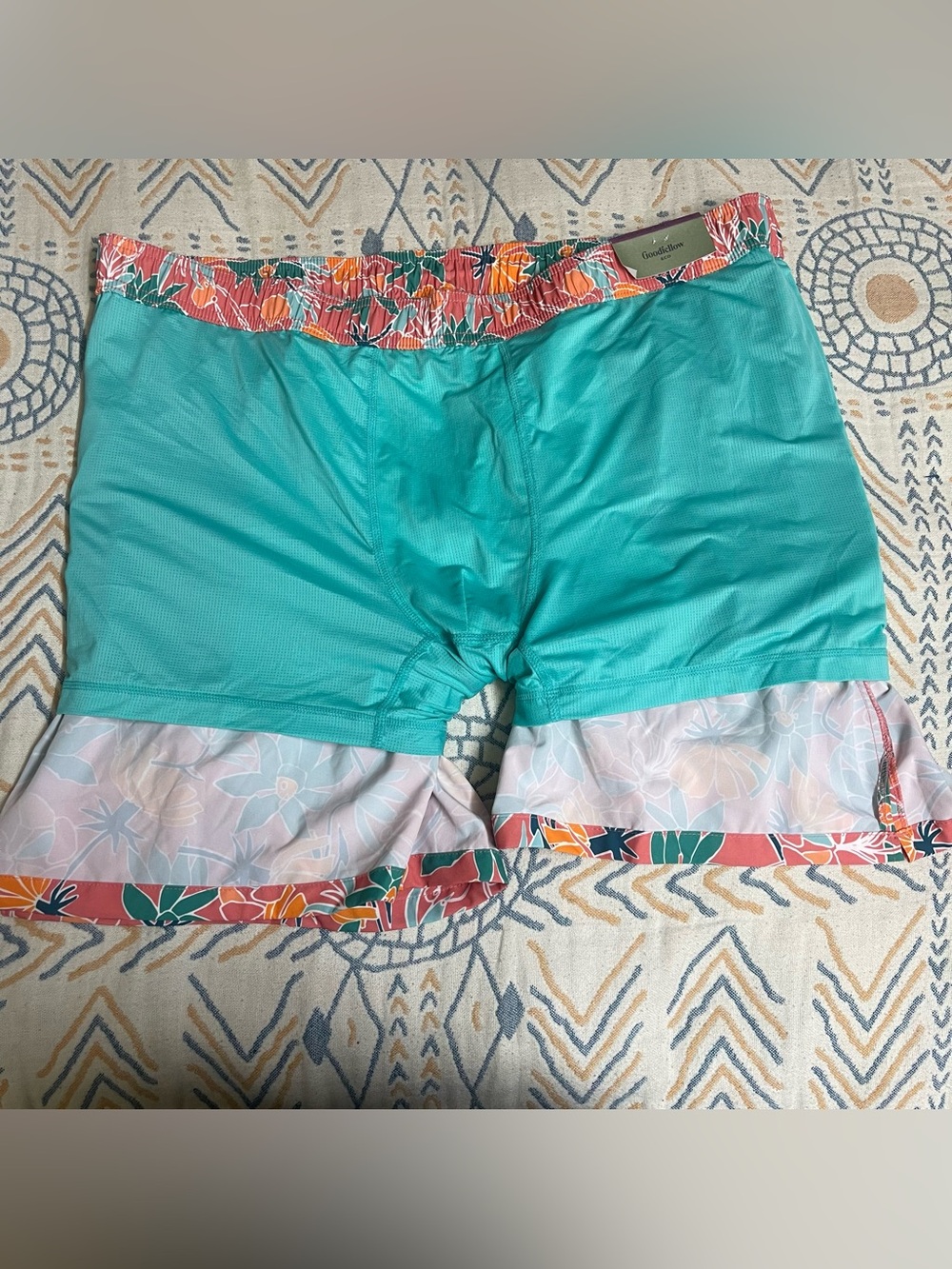 Goodfellow & Co Floral Drawstring Bermuda Shorts — Coral Green Orange - Picture 6 of 13